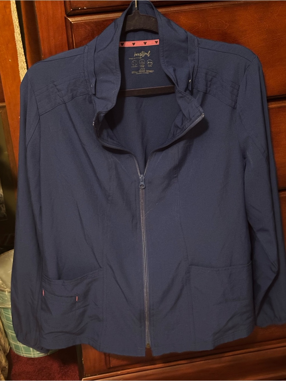 HeartSoul Women's Navy Zip-Front Scrub Jacket